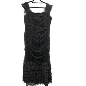 VTG Cassandra Stone Women’s Size 20W Black Ruffle Beaded Long Formal Dress Prom